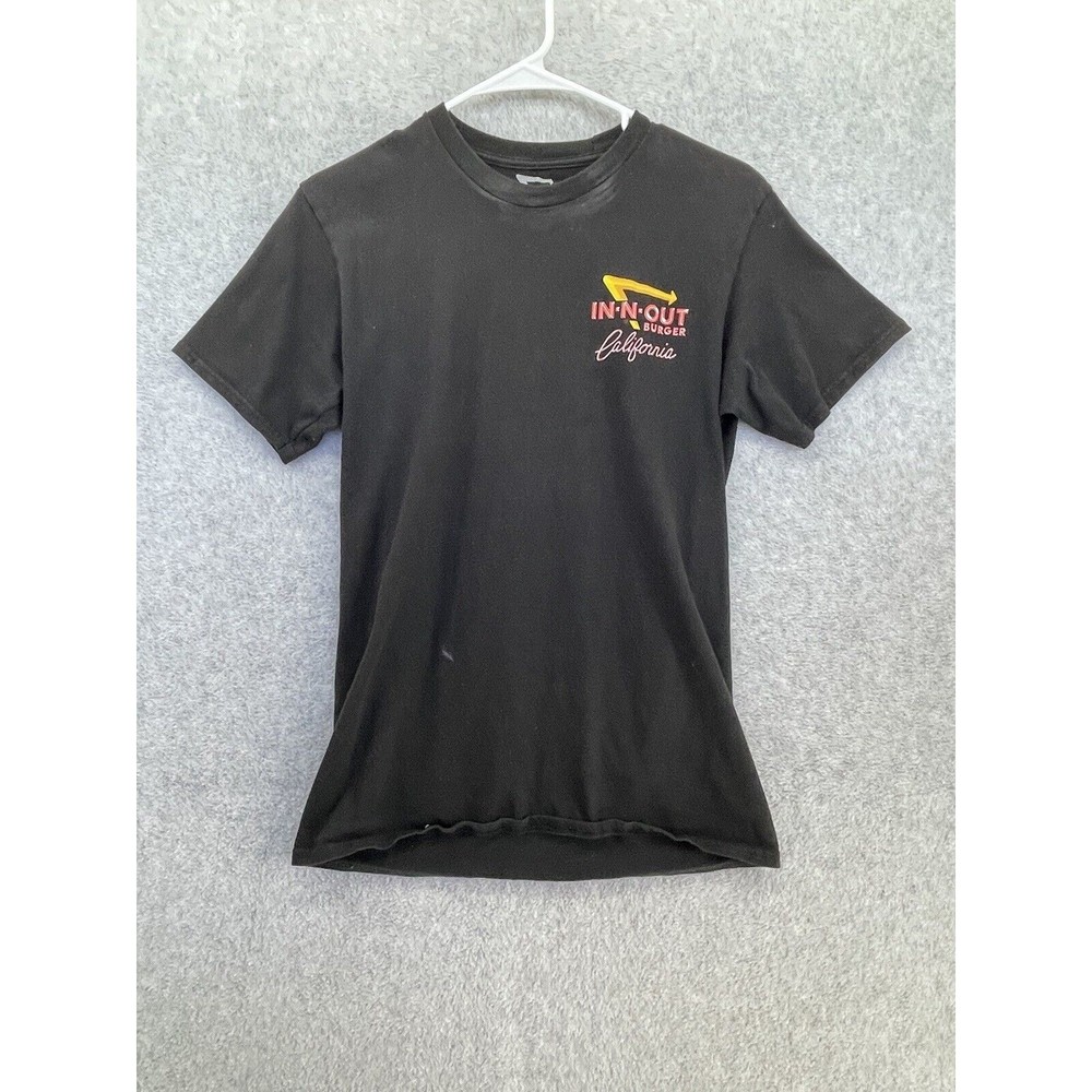In n Out Burger Adults T Shirt Short Sleeve Black Small Graphic Print Cotton